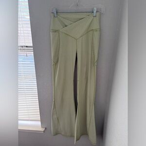 Fabletics Light Green Flare Leggings with Crossover Waist